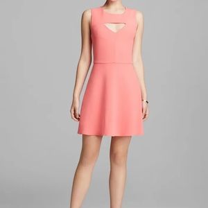 FRENCH CONNECTION Cutout Ruth Ponte Fit & Flare Dress Party Pink Womens 6